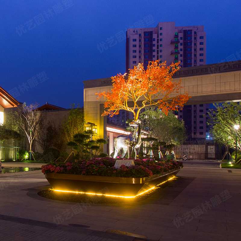 不銹鋼鹿，不銹鋼雕塑廠家，定制不銹鋼雕塑