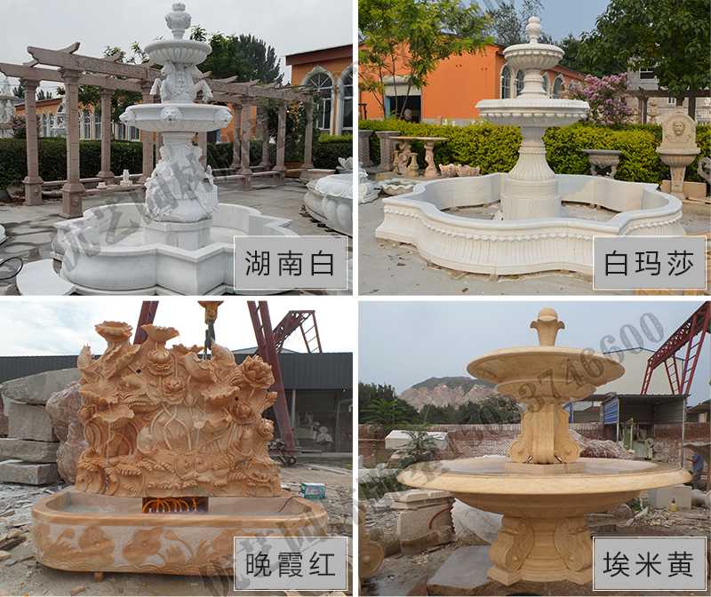 大理石景觀噴泉材質(zhì)，石雕噴泉工廠，定制大理石景觀噴泉