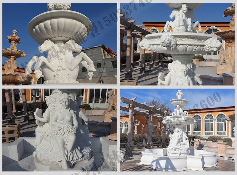 大理石噴泉，歐式人物動物噴泉，室外景觀噴泉定制