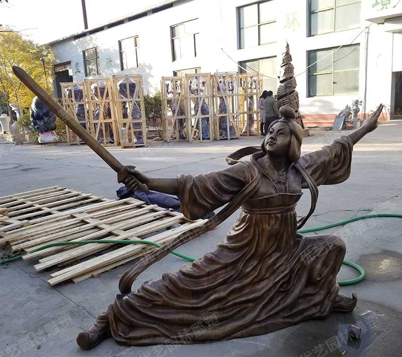 銅人物雕塑，公孫大娘銅雕塑