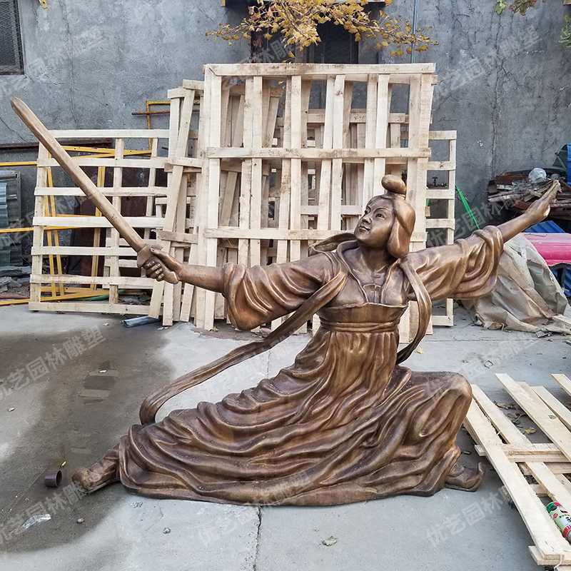 銅舞劍人物雕塑，古代銅人物雕塑